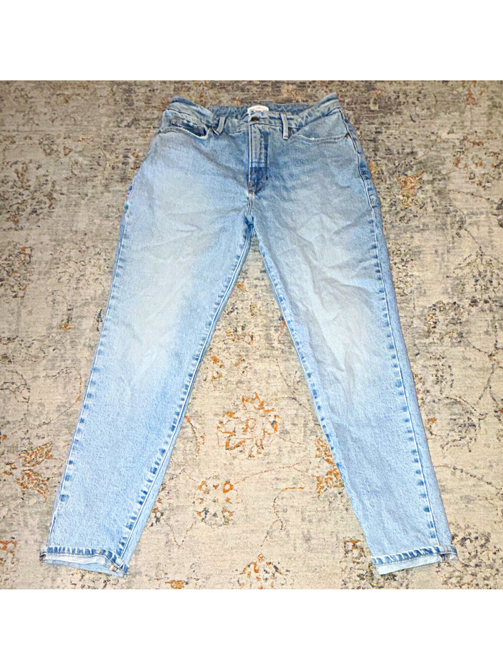 Good American Women’s Straight Jeans Light Wash Blue Denim Cotton 5-Pocket A313